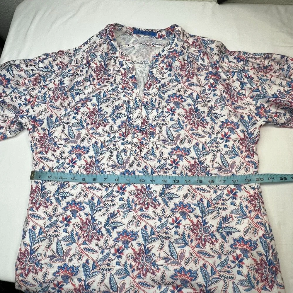 J Mclaughlin Nylee Linen Mini Dress 3/4 sleeve Bloomsbury Floral Print Small